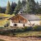 HST painting "Alpine chalet" Mountain 19th century