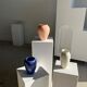 Modern vase oblong dark blue / dark purple H:19cm