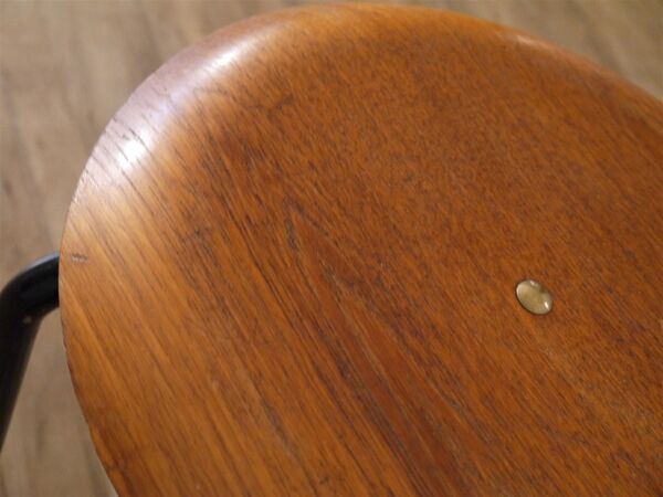 Tabouret vintage en teck et métal 1960