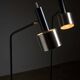 Pair of floor lamps in black metal with brushed aluminum shades, 1970s