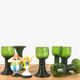 Service of 6 roemer glasses in green crystal