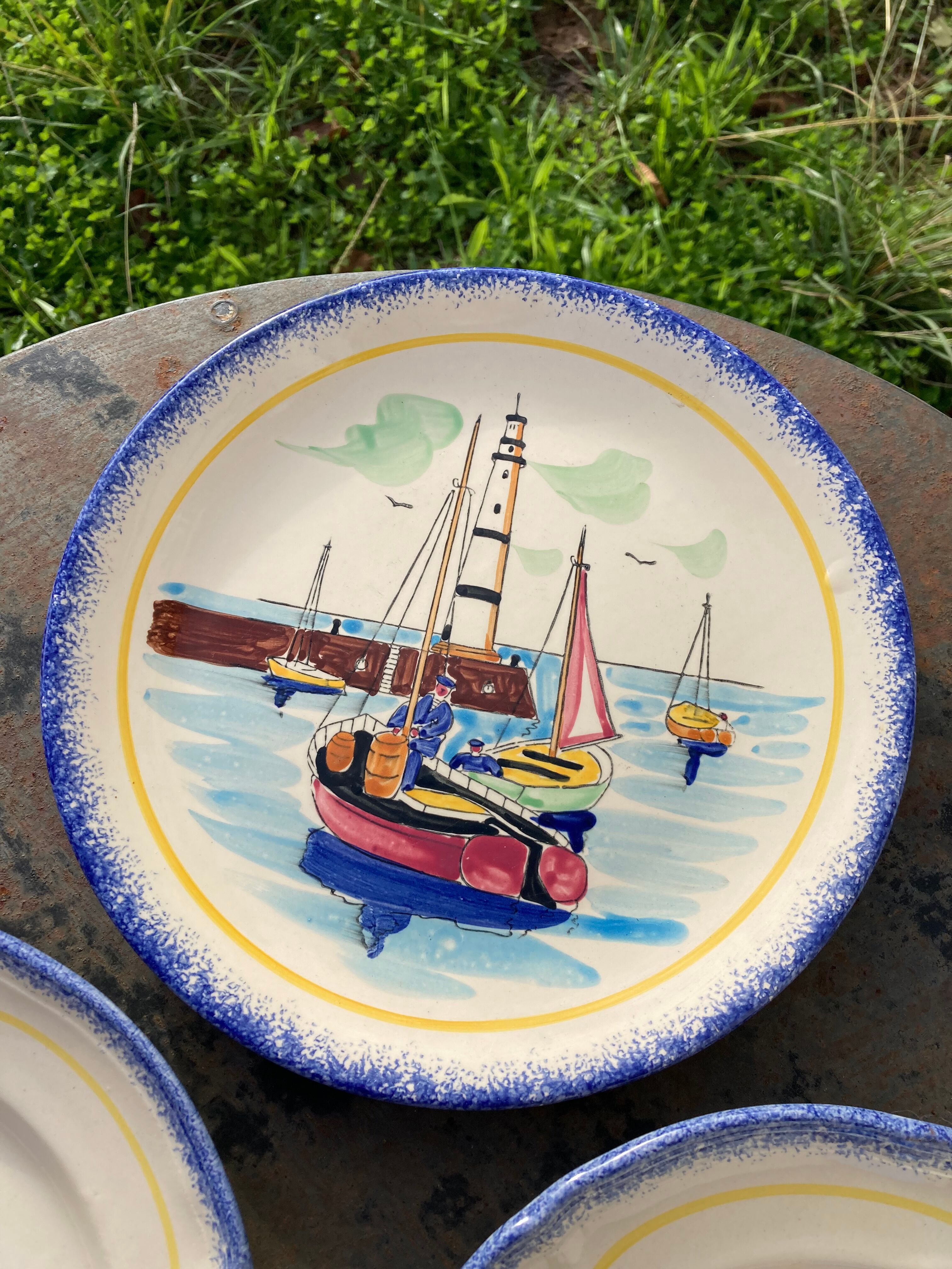 Quimper de Bretagne decorative plates with vintage characters