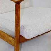 GFM-142 armchair, design by Edmund Homa from the 70s, white ivory boucle - 2 pieces available