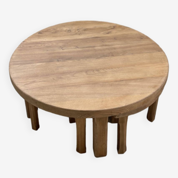 Circular elm coffee table from the 1950s