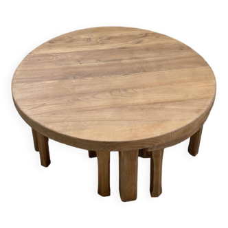 Circular elm coffee table from the 1950s