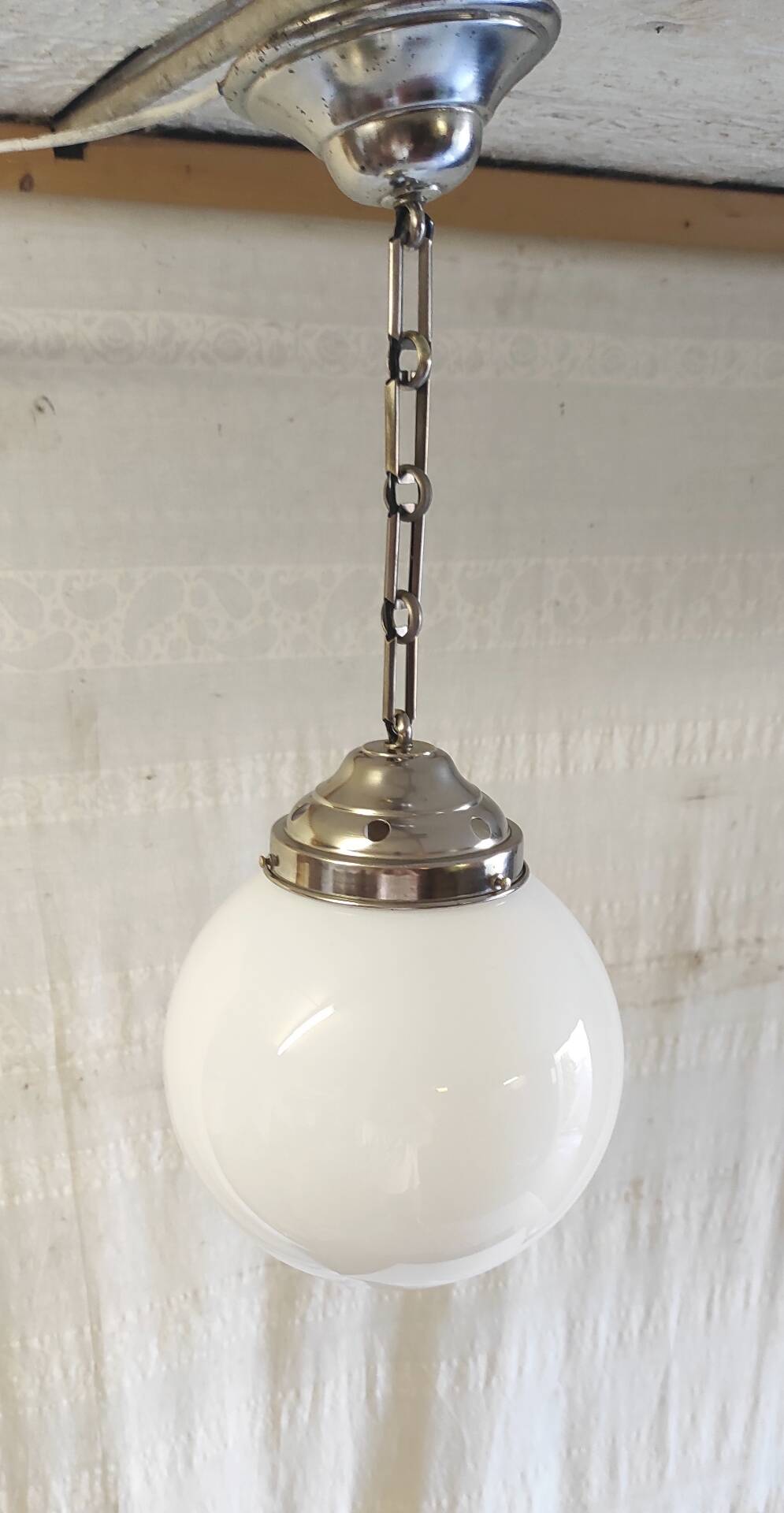 Bauhaus opaline globe pendant light diameter 20 cm - 1930s