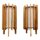Ib fabiansen wooden space age table lamps by fog and mørup - denmark - 1960s