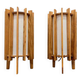 Lampes en bois space age d'ib fabiansen par fog et mørup - danemark - années 1960