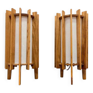 Lampes en bois space age d'ib fabiansen par fog et mørup - danemark - années 1960