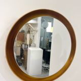 Miroir rond en bois doré, Italie 1960