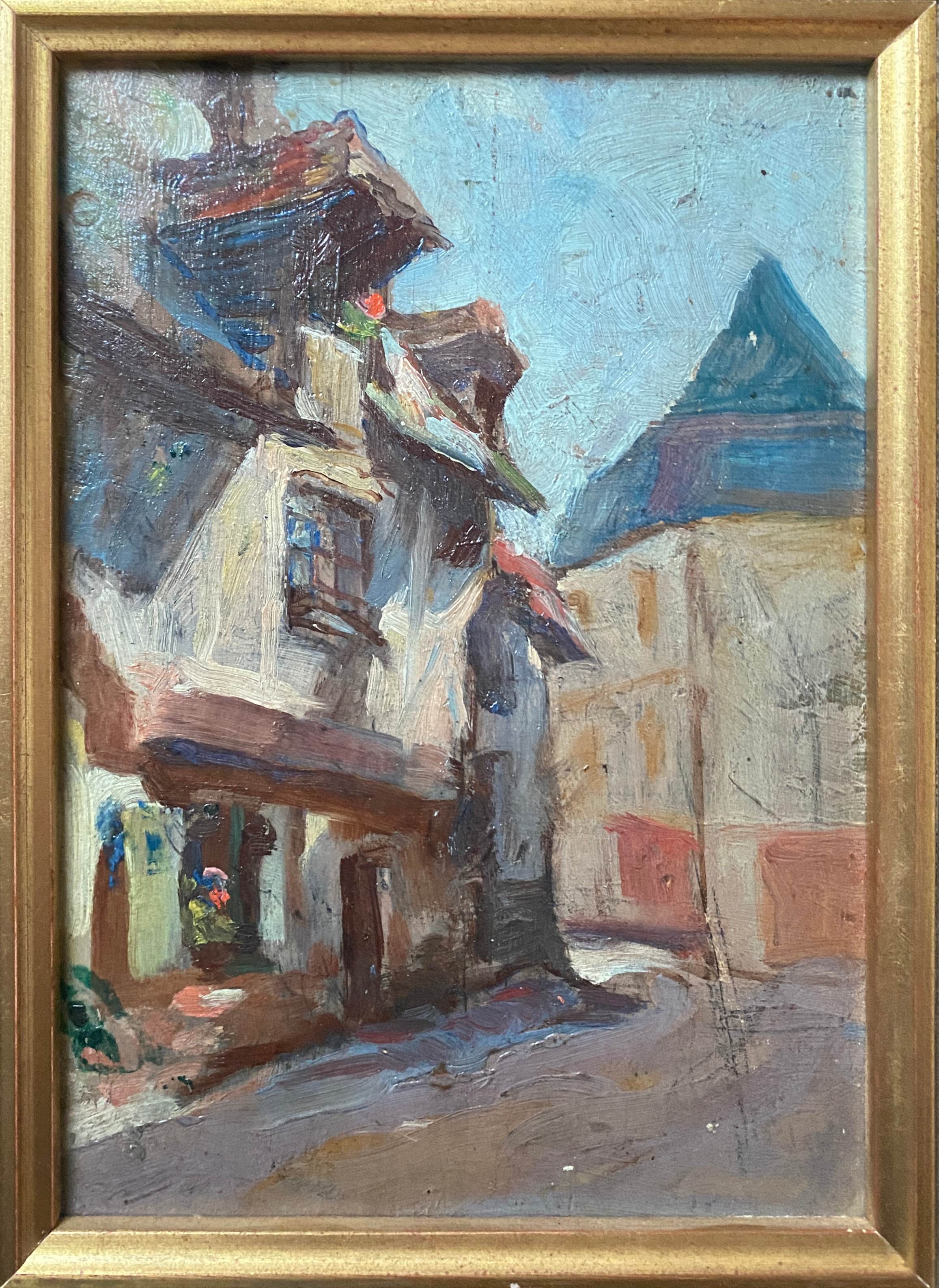 HSP table "street with old houses" early XX° Auxerre? + frame