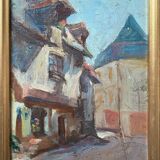 HSP table "street with old houses" early XX° Auxerre? + frame