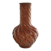 Vase Ikebana en bambou tissé japonais de la période Taisho/Showa du début du 20e siècle