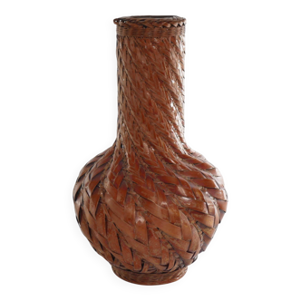 Early 20th Century Taisho/Showa Period Japanese Woven Bamboo Ikebana Vase