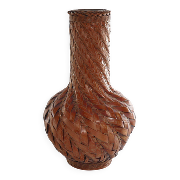 Early 20th Century Taisho/Showa Period Japanese Woven Bamboo Ikebana Vase