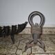 Important wrought iron fireplace accessories – Andirons and log basket