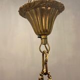 Vintage Bronze & Crystal Beaded Chandelier, 1950s