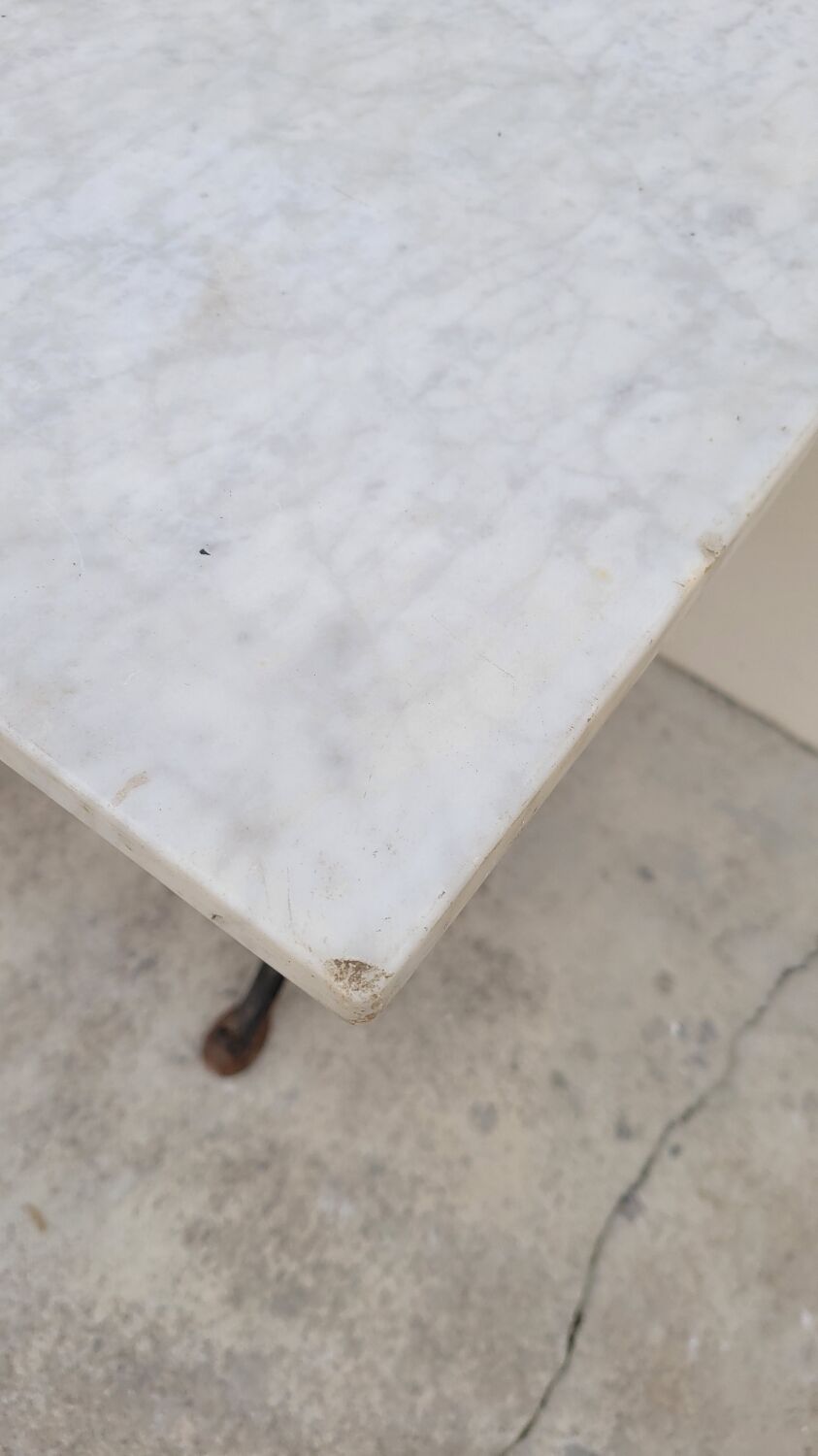 Restaurant bistro table in marble and cast iron signed godin