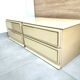 Pair of bedside tables with 2 drawers, glossy cream and gold, 1980.