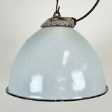 Industrial Grey Enamel Factory Lamp with Cast Iron Top from Zaos, 1960