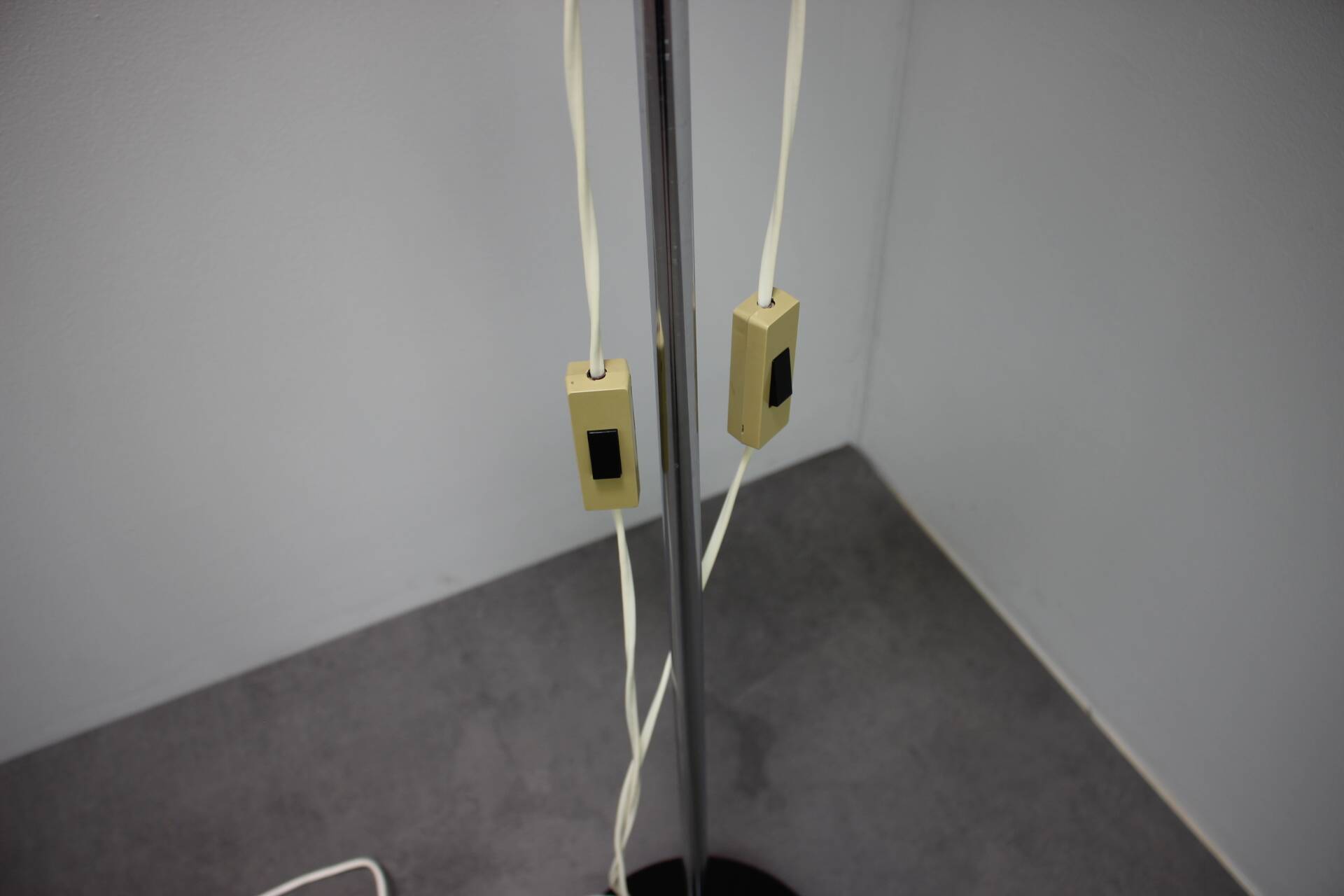 Adjustable double spotlight floor lamp "Stanislav Indra Chrome", Czechoslovakia