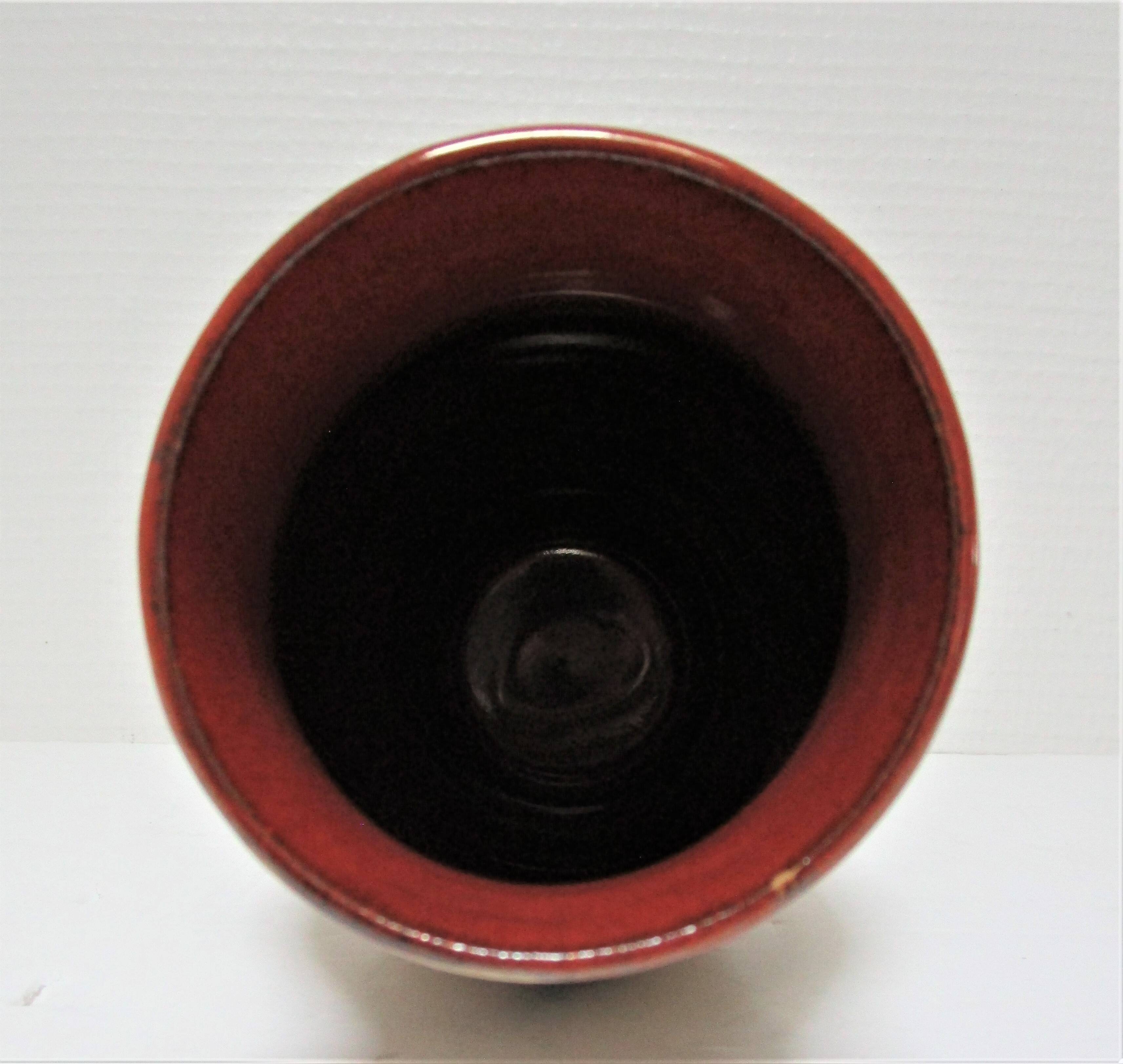vase grès glaçure tenmoku signé cp