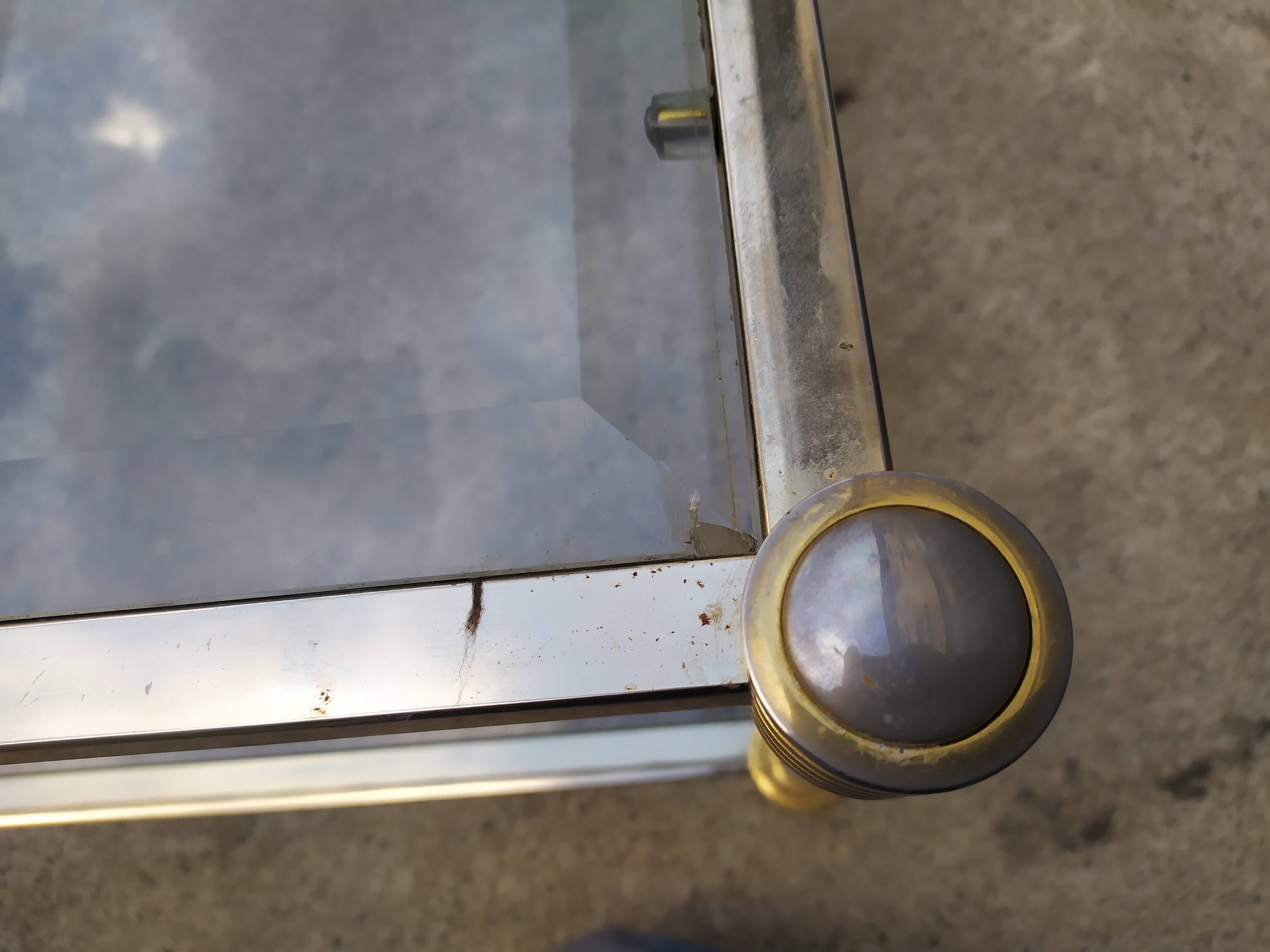 Table basse double plateau verre vintage