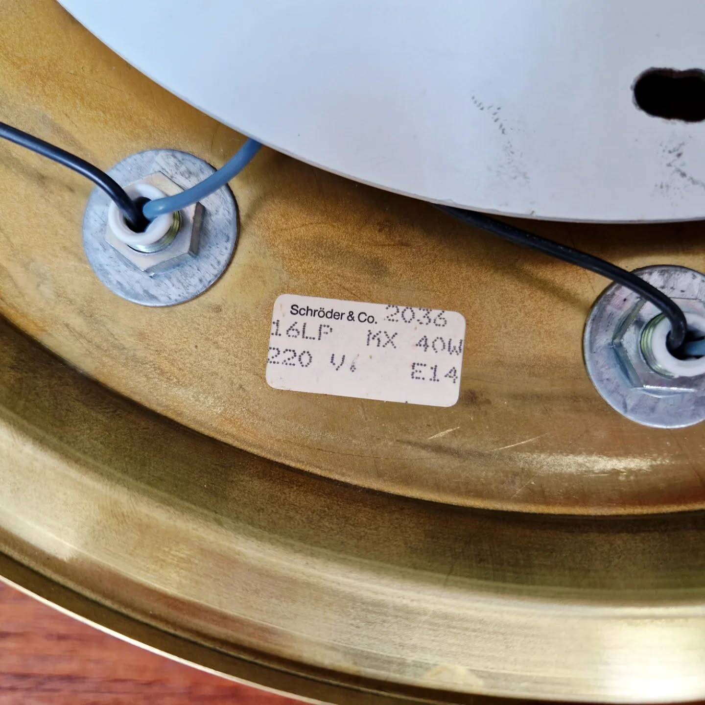 Large circular brass ceiling light, Space Age design, 1970s.