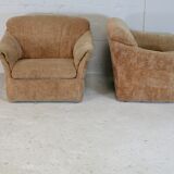 Pair of velvet armchairs "caramel blond" France, circa 1960