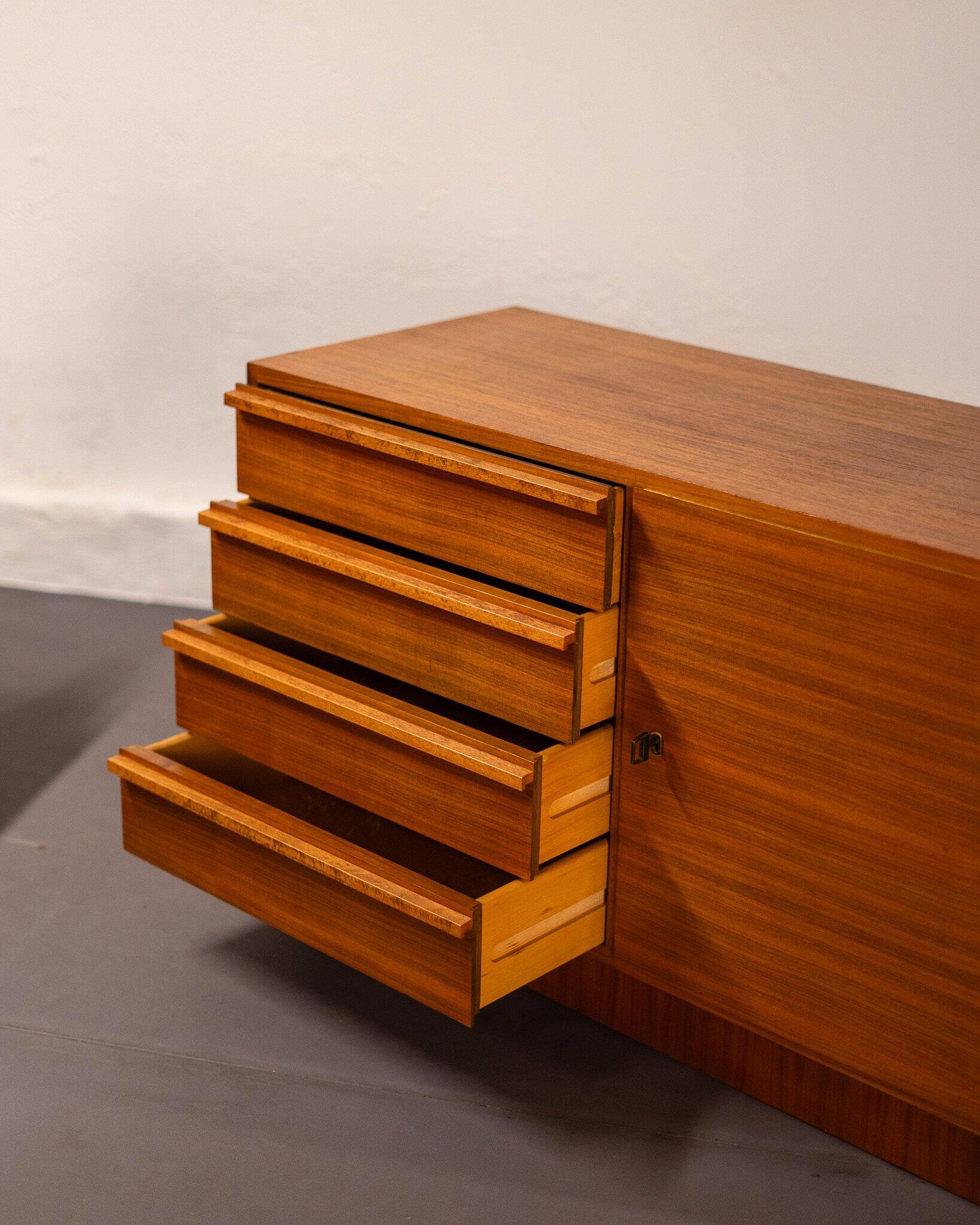 Compact mid-century teak sideboard