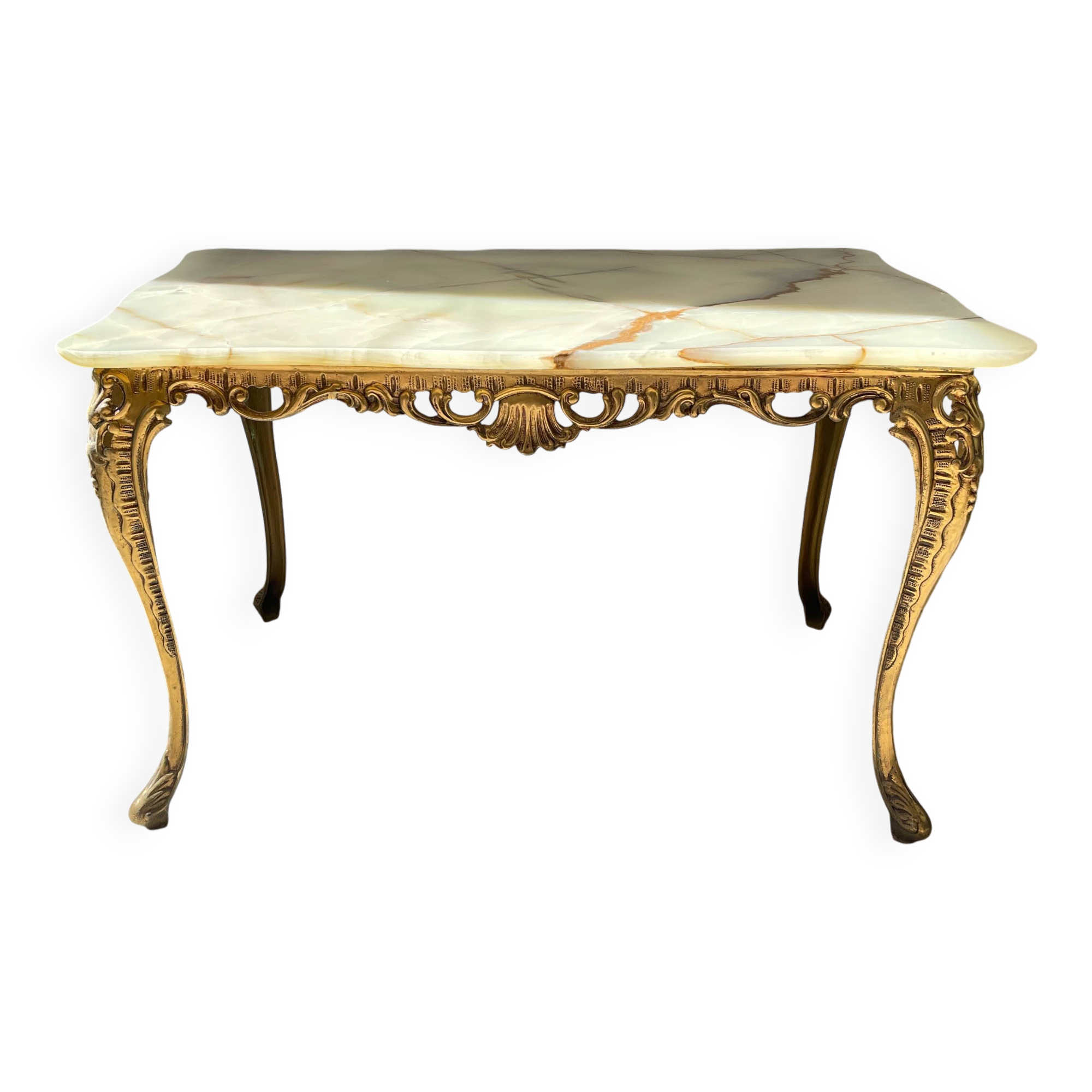 Table basse en marbre et bronze vintage
