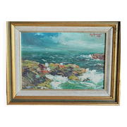 Painting signed Mannessier 1958 - seascape
