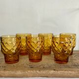 6 amber glasses