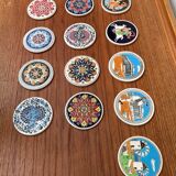 Set of 13 vintage ceramic coasters handmade by Lito Niarchos.