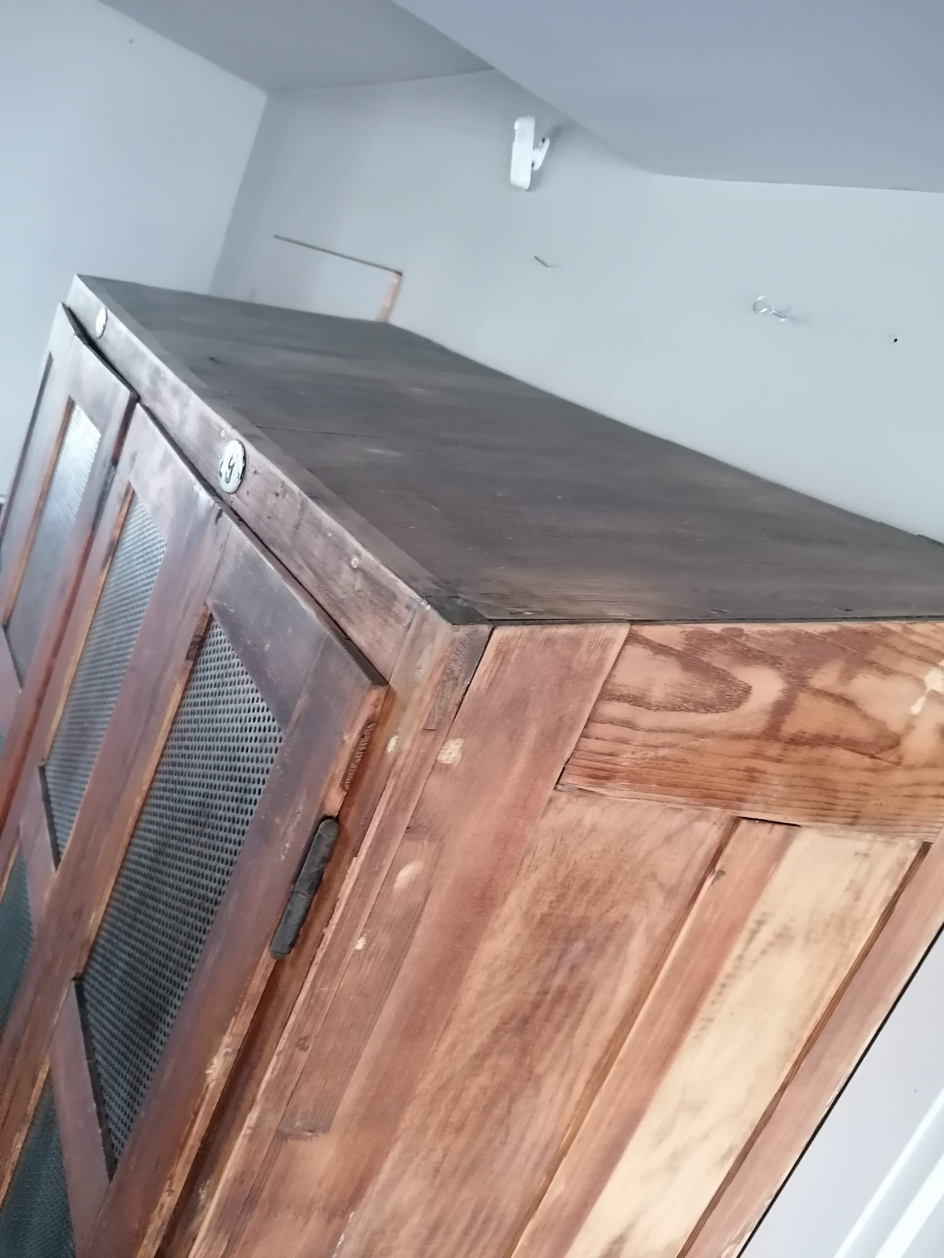 Vintage wooden wardrobe, 4 doors, cloakroom style.