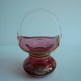 Crystal, gilded basket, Bohemia Crystal, Czechoslovakia, 1960's.