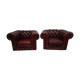 Burgundy leather chesterfield chairs