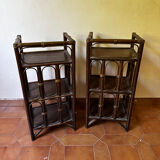 Set 2 rattan side tables / bedside tables year 50