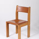 Chaises marron en cuir et bois, 1970s