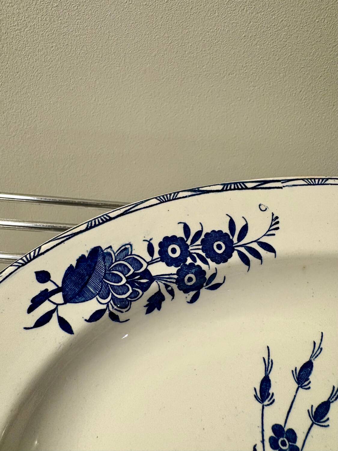 Antique oval Boch platter – “Grand Bouquet” decoration