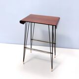 Vintage tv stand/ side table with an ebonized beech top and an iron frame, italy