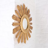 Mirror sun convex golden wooden witch eye 61cm