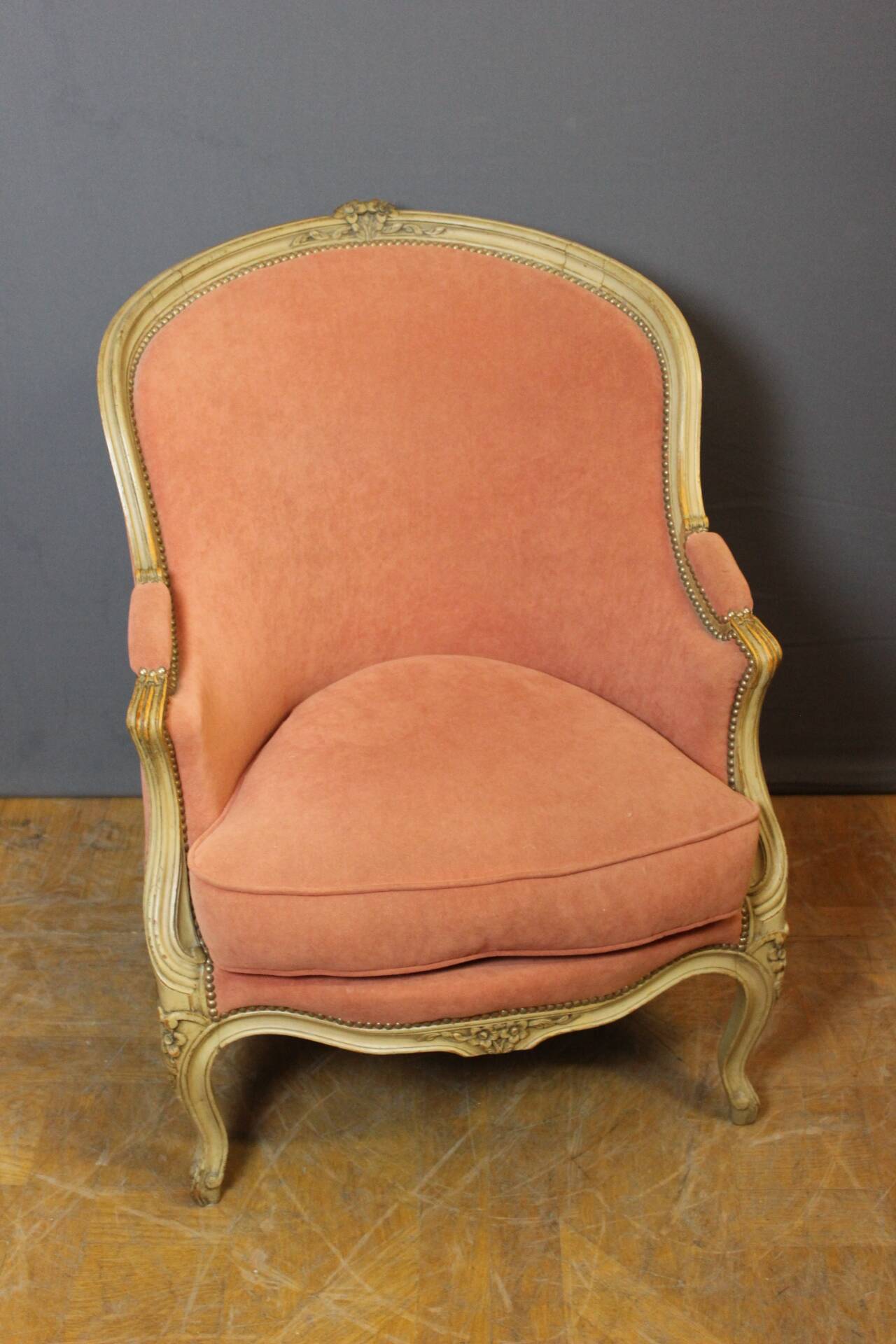 Pair of Louis XV Style Bergeres in Painted Beech Circa 1900