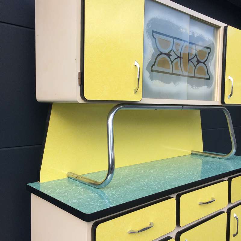 Yellow Formica buffet
