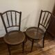 Pair of antique caned bistro chairs stamped Fischel