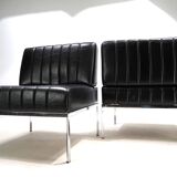Stoll Giroflex set of 2 leather lounge chairs, 1970