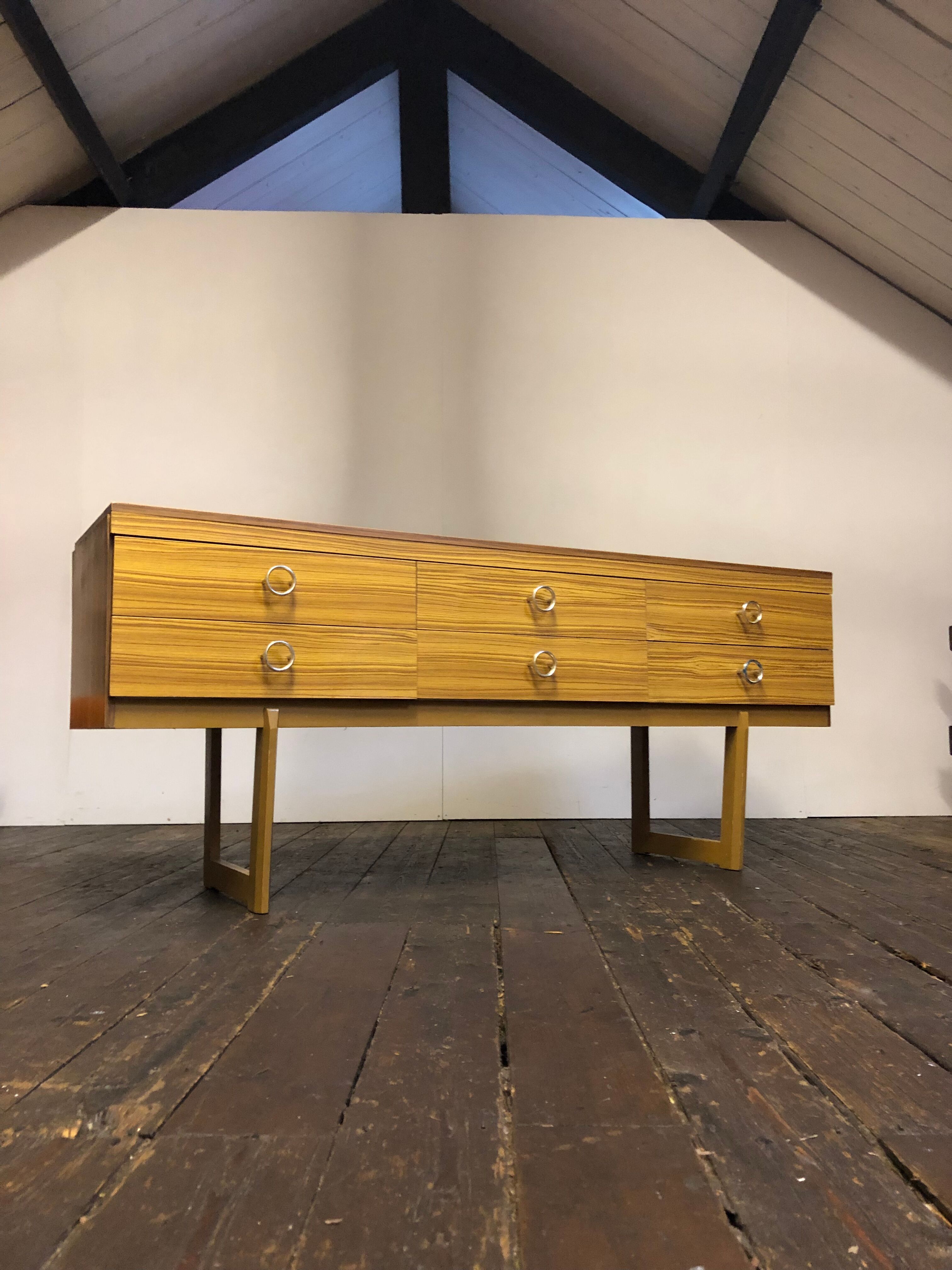 Vtg Mid Century Sideboard Danish Scandinavian Design Retro 70s Drawers