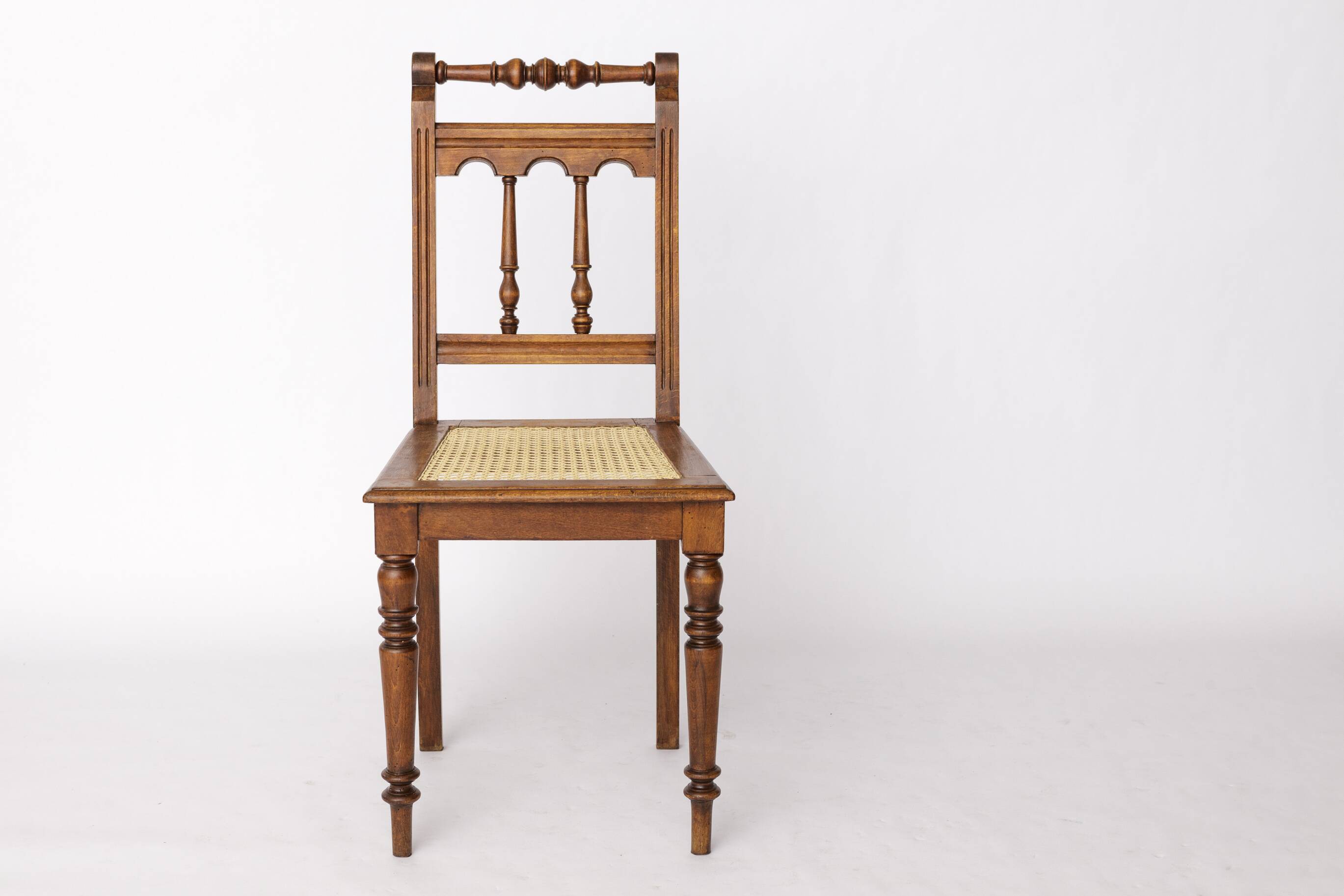 Antique Belgian Chair – Early 20th Century Beechwood Dining Chair