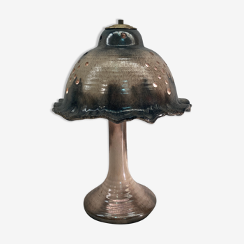 Lampe de table aux champignons émaillés en céramique du milieu du siècle