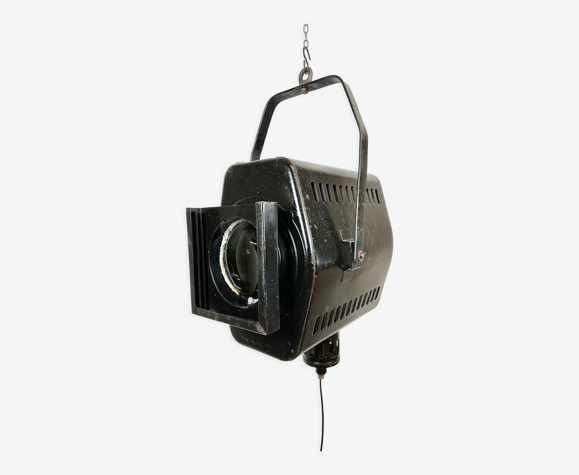 Projecteur vintage noir de théâtre, années 1950
